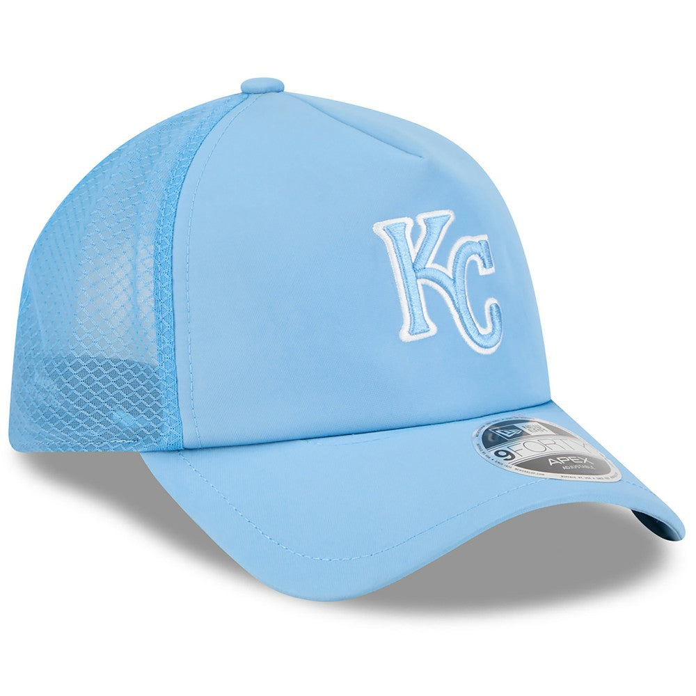 Kansas City Royals New Era 2026 Batting Practice Apex 9FORTY Adjustable Trucker Hat - Light Blue - New Era Sale