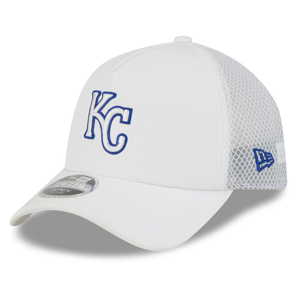 Kansas City Royals New Era 2026 Batting Practice Apex 9FORTY Adjustable Trucker Hat - White - New Era on Sale