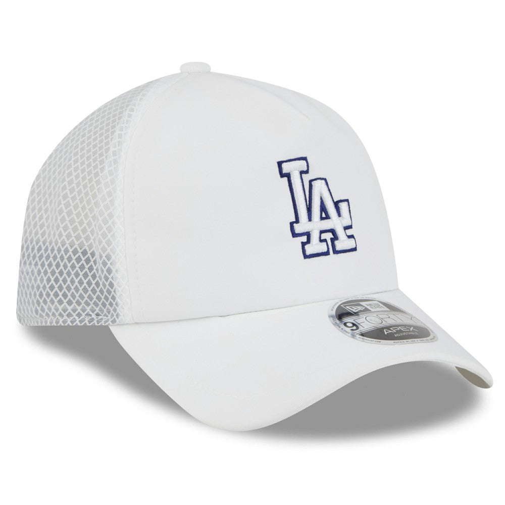 Los Angeles Dodgers New Era 2026 Batting Practice Apex 9FORTY Adjustable Trucker Hat - White - New Era Online