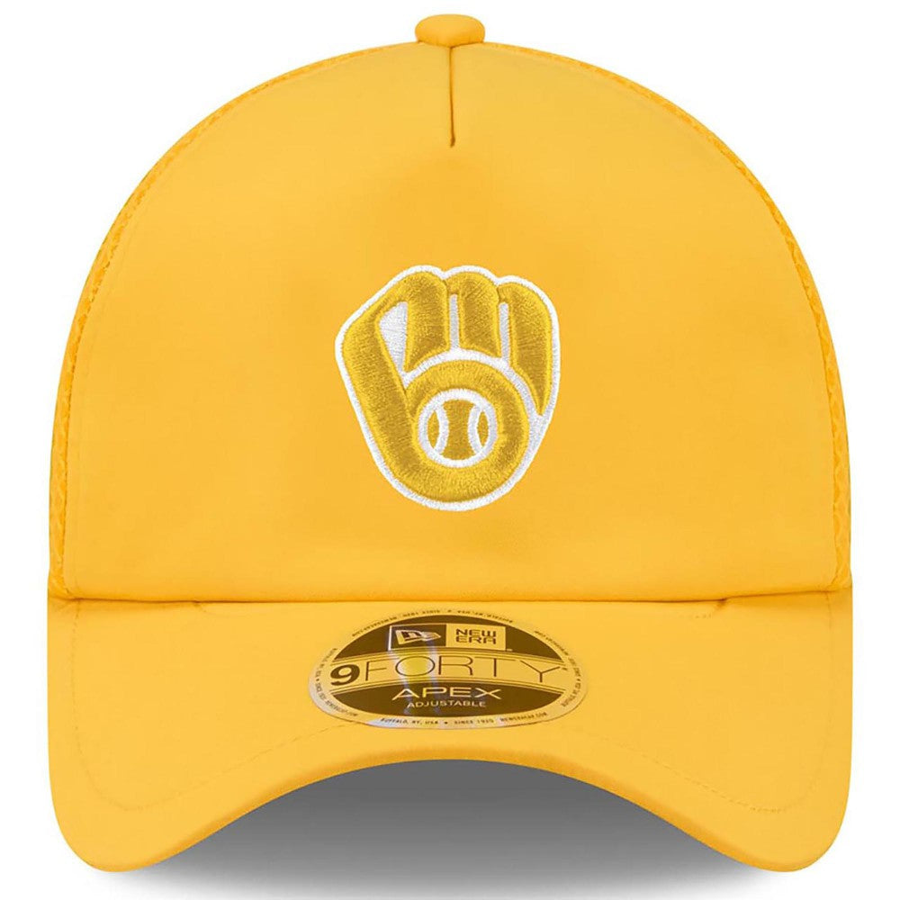 Milwaukee Brewers New Era 2026 Batting Practice Apex 9FORTY Adjustable Trucker Hat - Gold - New Era Sale
