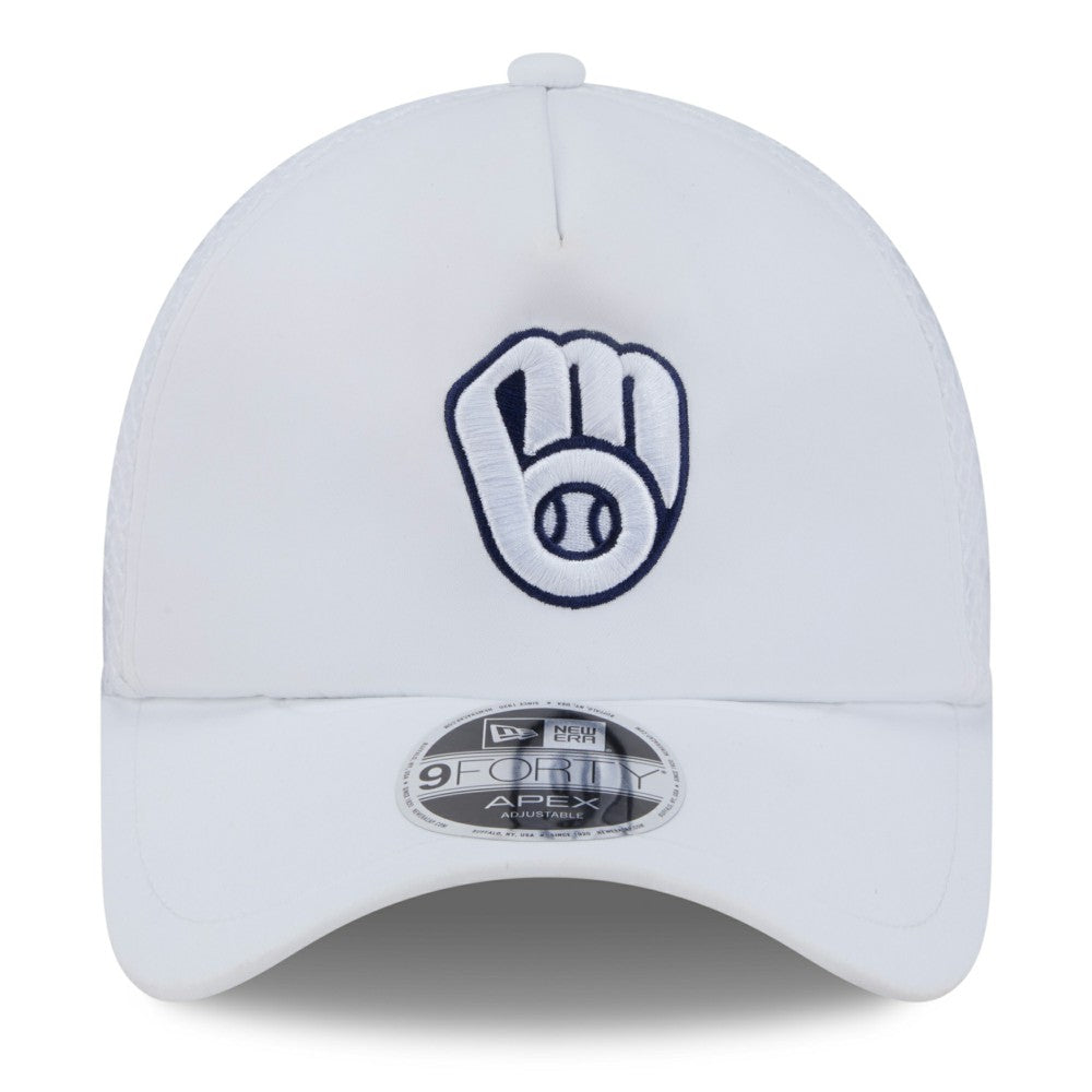 Milwaukee Brewers New Era 2026 Batting Practice Apex 9FORTY Adjustable Trucker Hat - White - New Era Discount