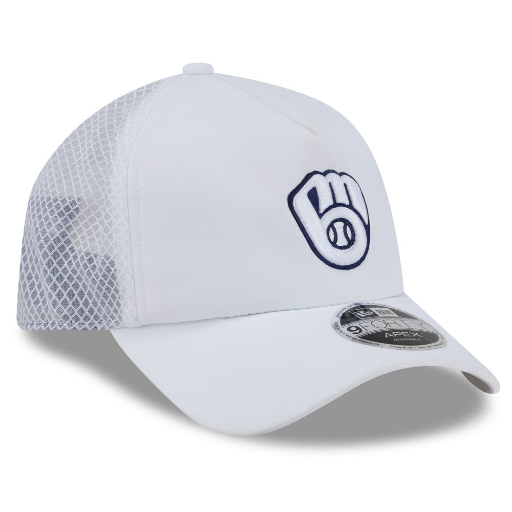 Milwaukee Brewers New Era 2026 Batting Practice Apex 9FORTY Adjustable Trucker Hat - White - New Era Discount