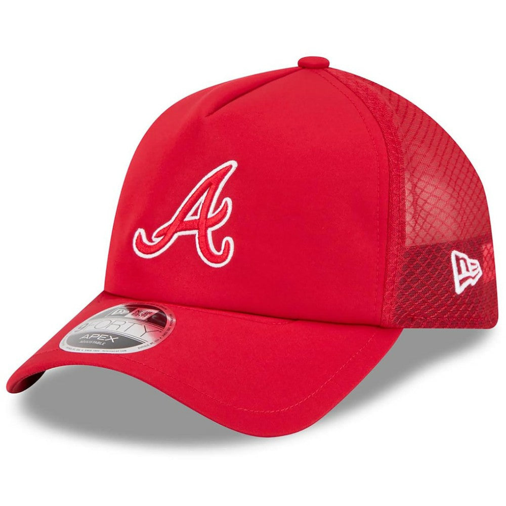Atlanta Braves New Era 2026 Batting Practice Apex 9FORTY Adjustable Trucker Hat - Red - New Era Sale