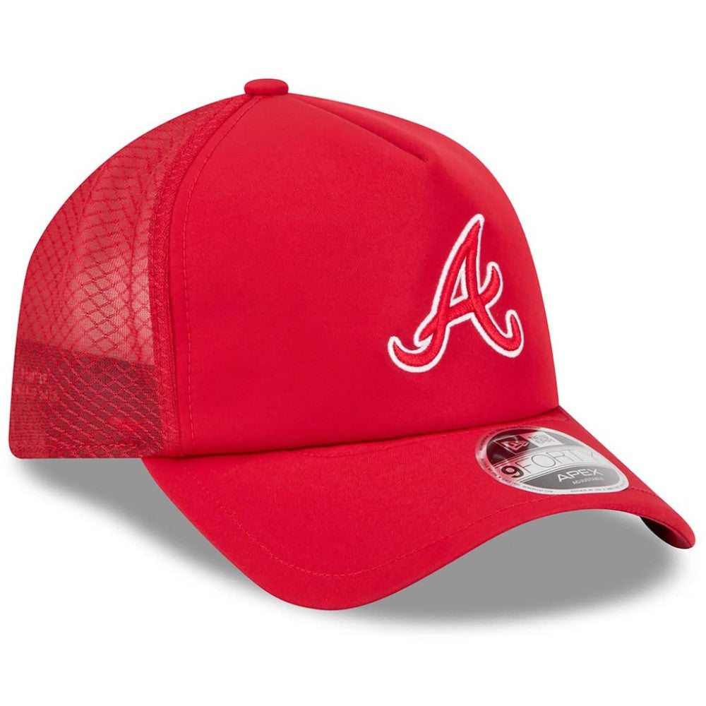 Atlanta Braves New Era 2026 Batting Practice Apex 9FORTY Adjustable Trucker Hat - Red - New Era Sale