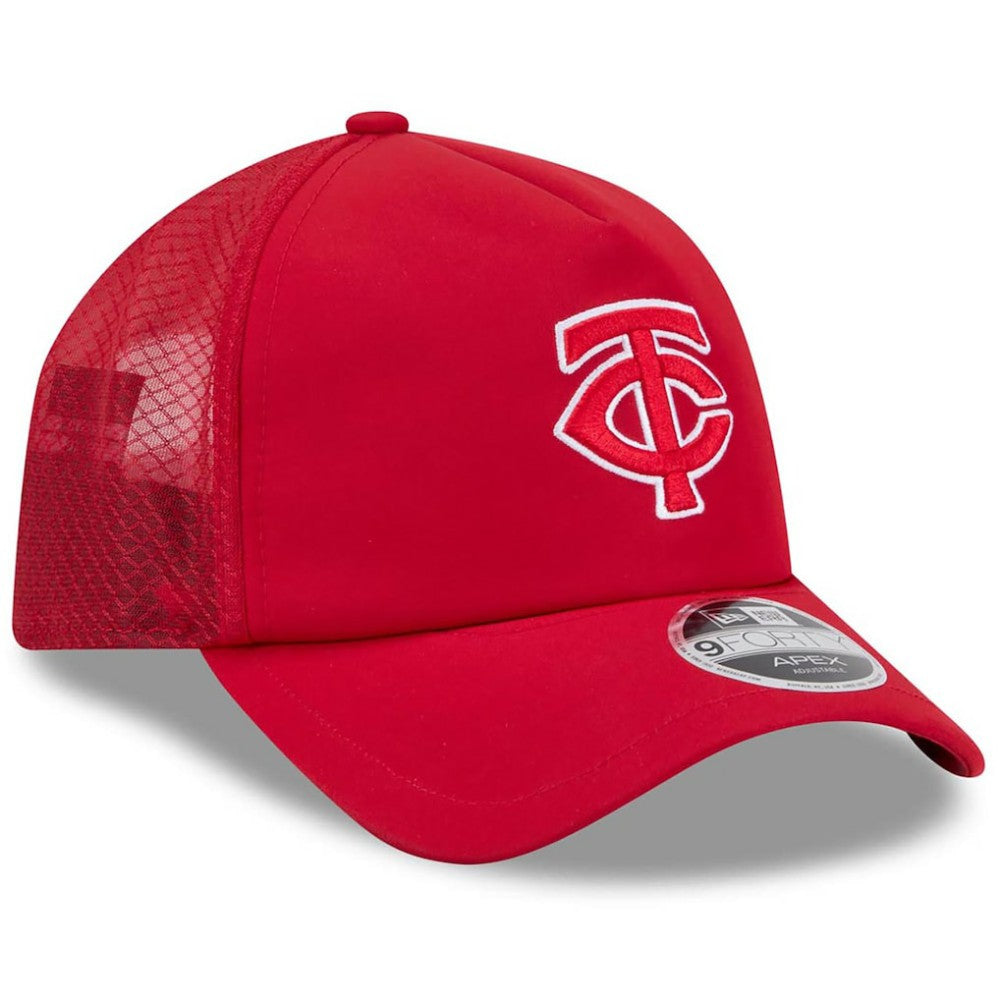 Minnesota Twins New Era 2026 Batting Practice Apex 9FORTY Adjustable Trucker Hat - Red - New Era on Sale