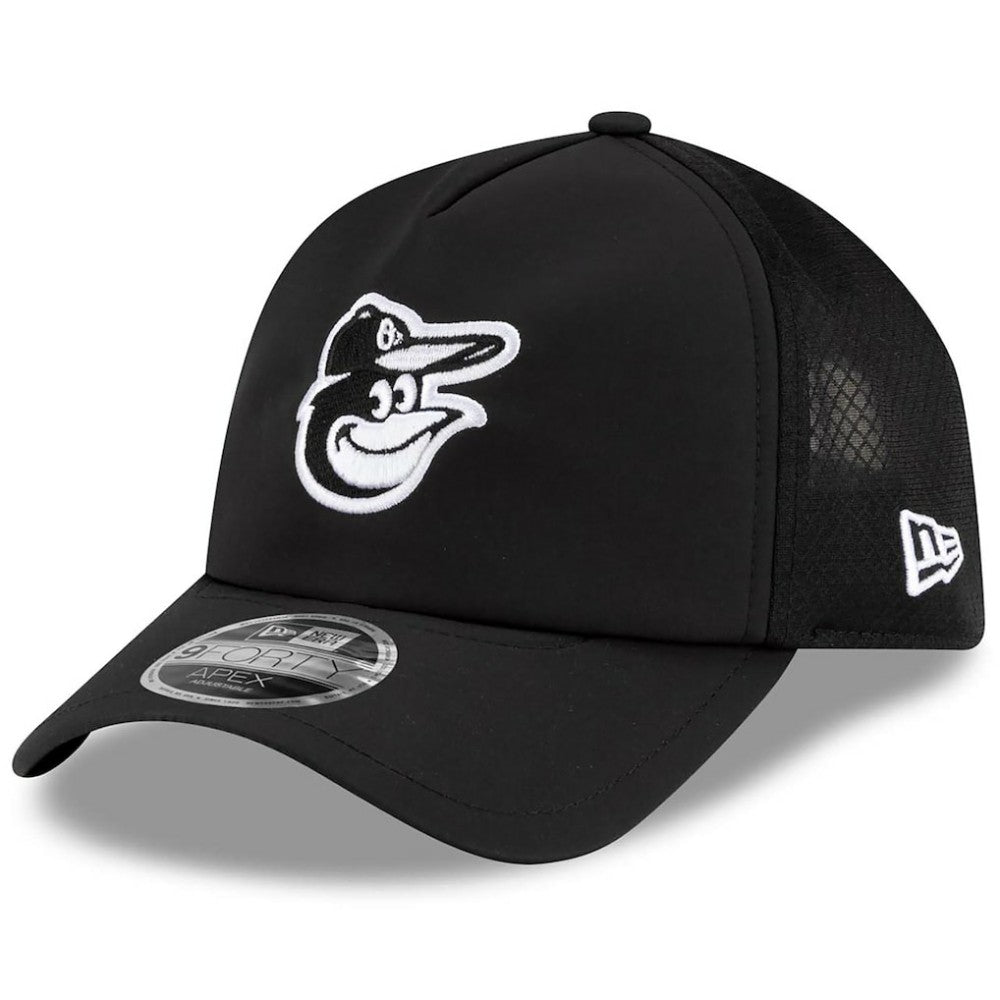 Baltimore Orioles New Era 2026 Batting Practice Apex 9FORTY Adjustable Trucker Hat - Black - New Era Discount