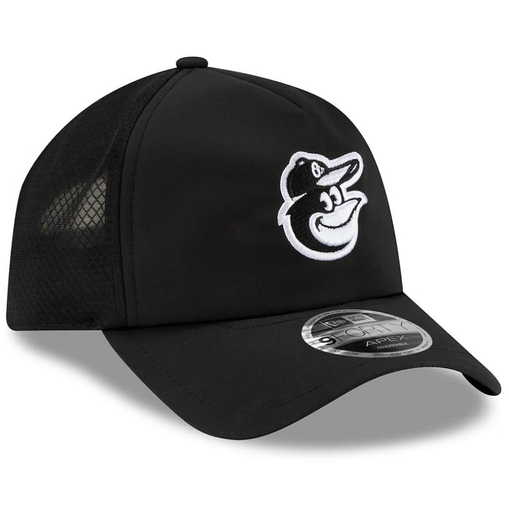 Baltimore Orioles New Era 2026 Batting Practice Apex 9FORTY Adjustable Trucker Hat - Black - New Era Discount