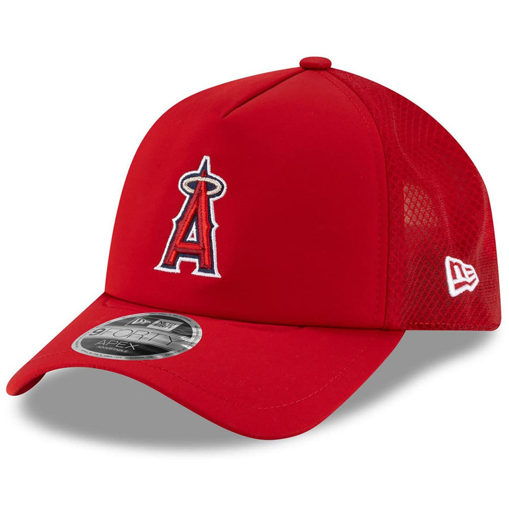 Los Angeles Angels New Era 2026 Batting Practice Apex 9FORTY Adjustable Trucker Hat - Red - New Era on Sale