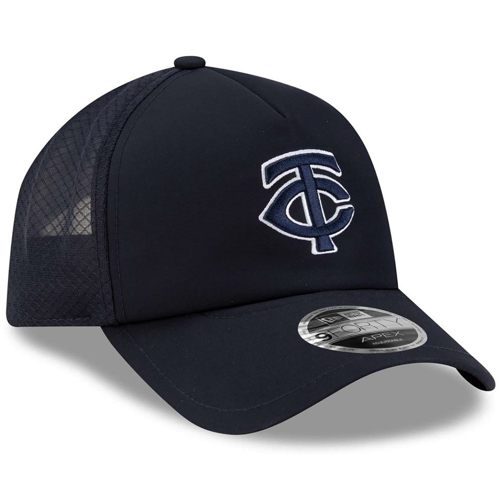 Minnesota Twins New Era 2026 Batting Practice Apex 9FORTY Adjustable Trucker Hat - Navy - New Era on Sale