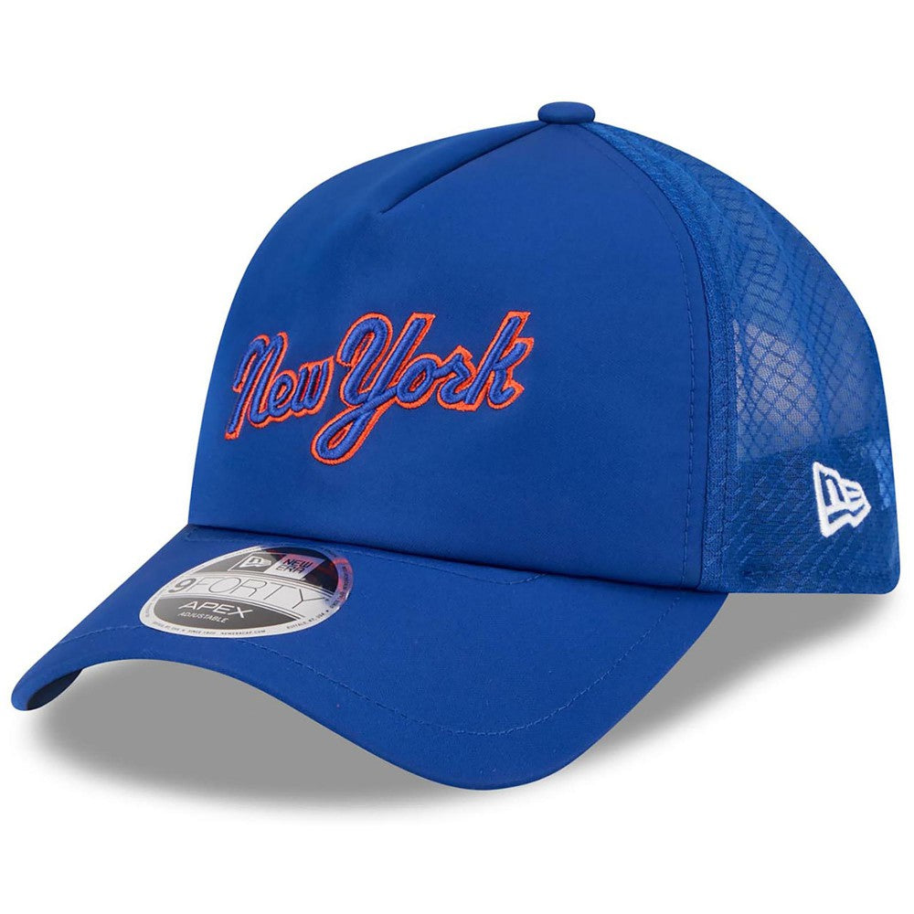 New York Mets New Era 2026 Batting Practice Apex 9FORTY Adjustable Trucker Hat - Royal - New Era on Sale