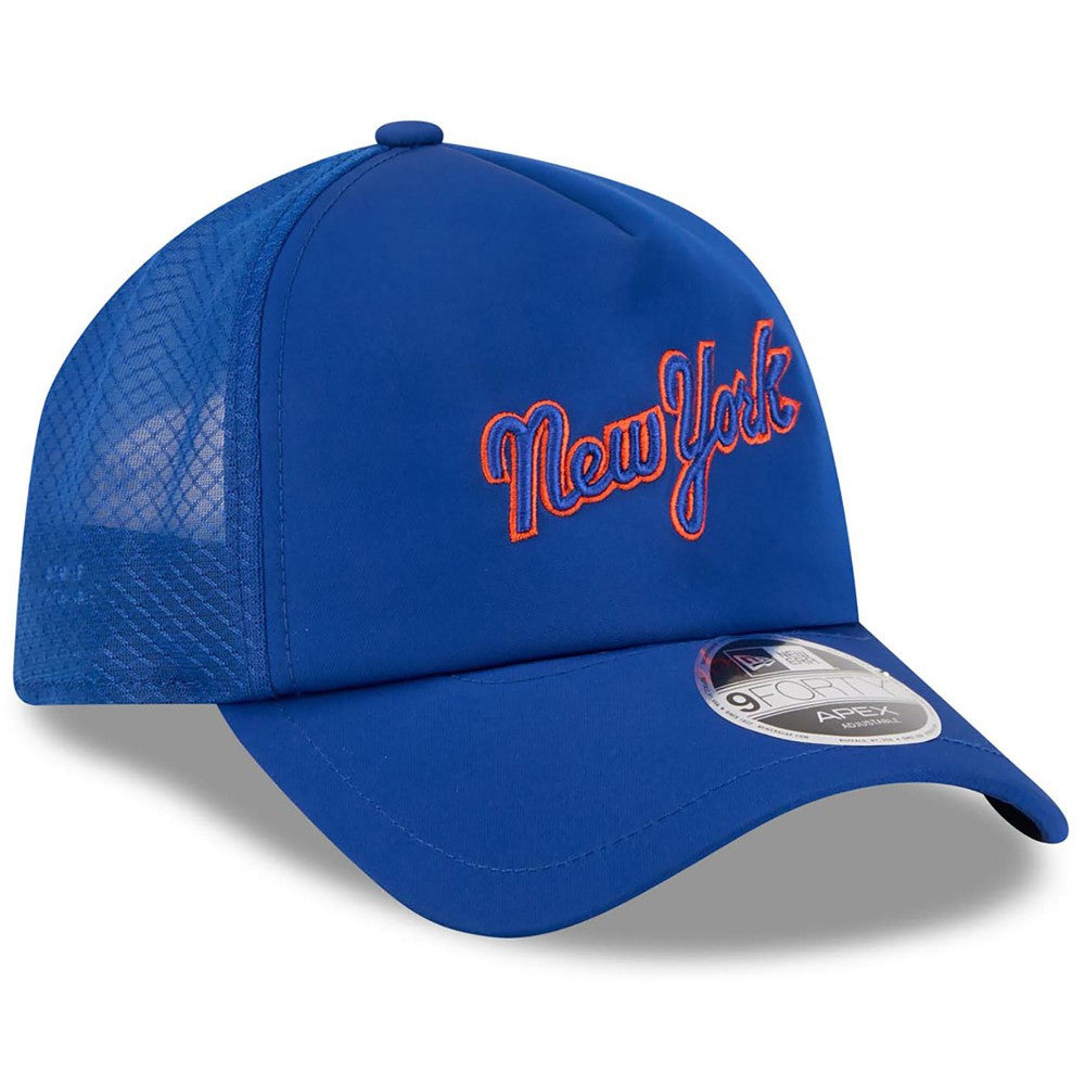 New York Mets New Era 2026 Batting Practice Apex 9FORTY Adjustable Trucker Hat - Royal - New Era on Sale