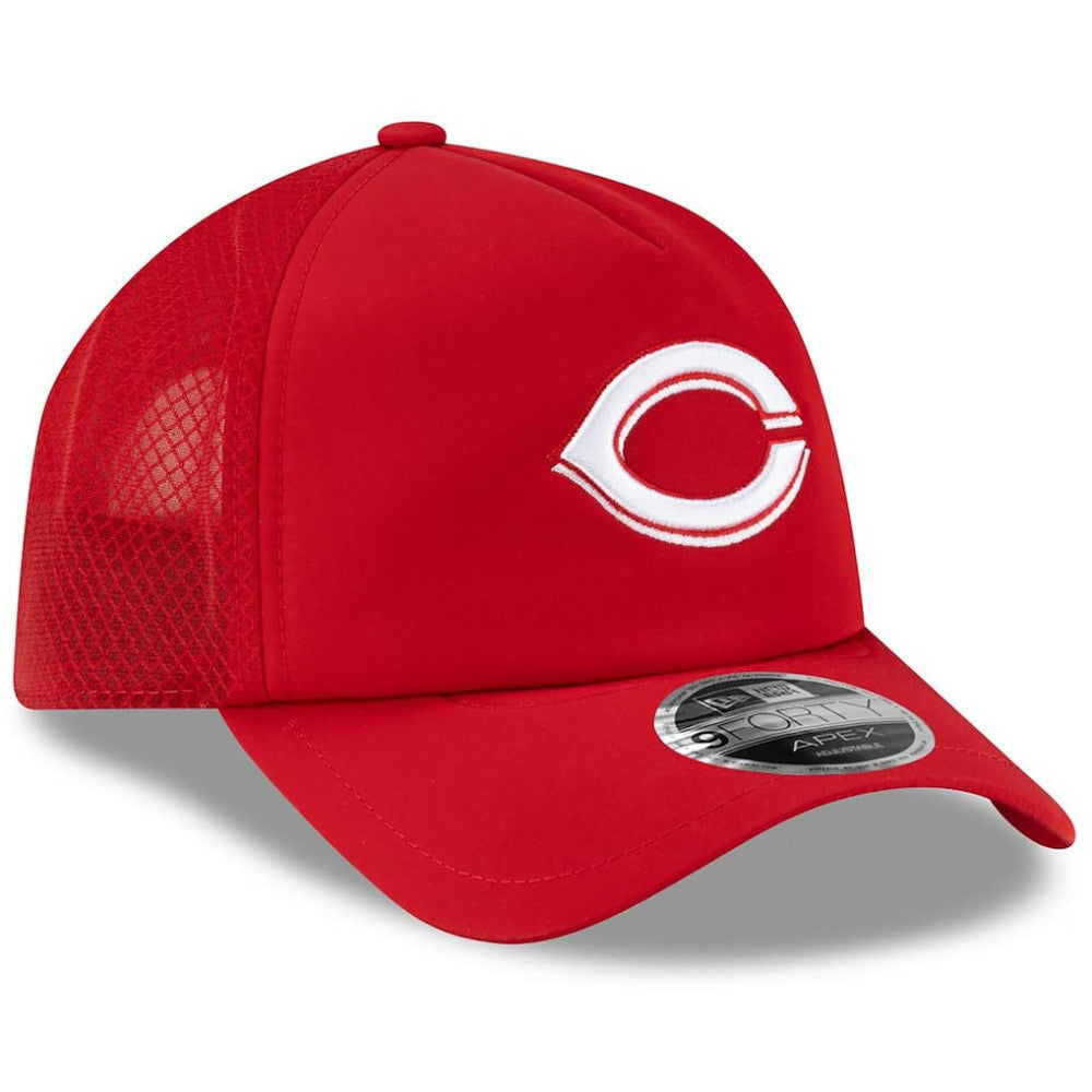 Cincinnati Reds New Era 2026 Batting Practice Apex 9FORTY Adjustable Trucker Hat - Red - New Era Sale