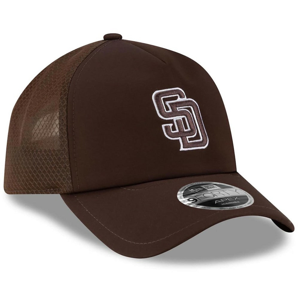 San Diego Padres New Era 2026 Batting Practice Apex 9FORTY Adjustable Trucker Hat - Brown - New Era Online