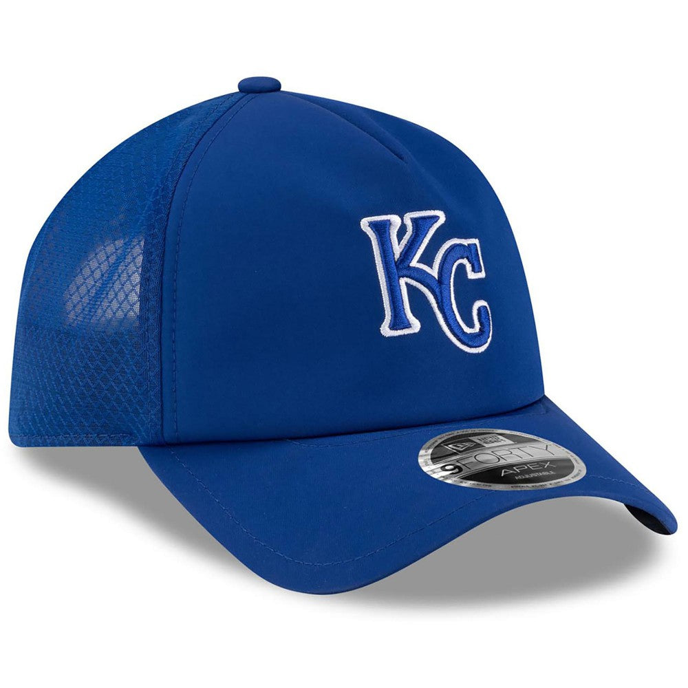 Kansas City Royals New Era 2026 Batting Practice Apex 9FORTY Adjustable Trucker Hat - Royal - New Era on Sale