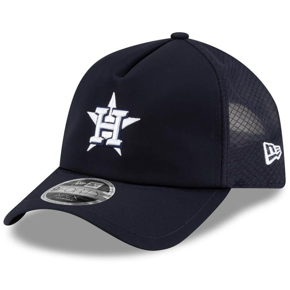 Houston Astros New Era 2026 Batting Practice Apex 9FORTY Adjustable Trucker Hat - Navy - New Era Online