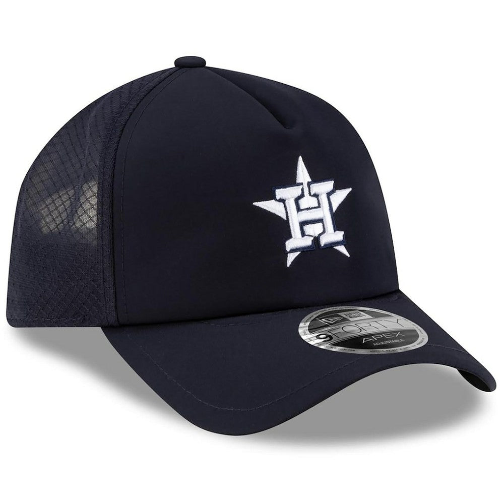 Houston Astros New Era 2026 Batting Practice Apex 9FORTY Adjustable Trucker Hat - Navy - New Era Online