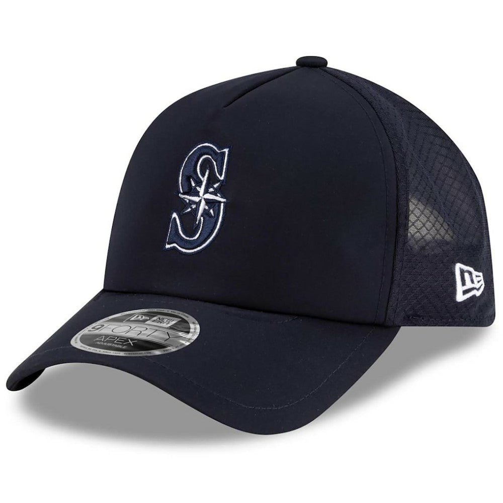 Seattle Mariners New Era 2026 Batting Practice Apex 9FORTY Adjustable Trucker Hat - Navy - New Era Discount