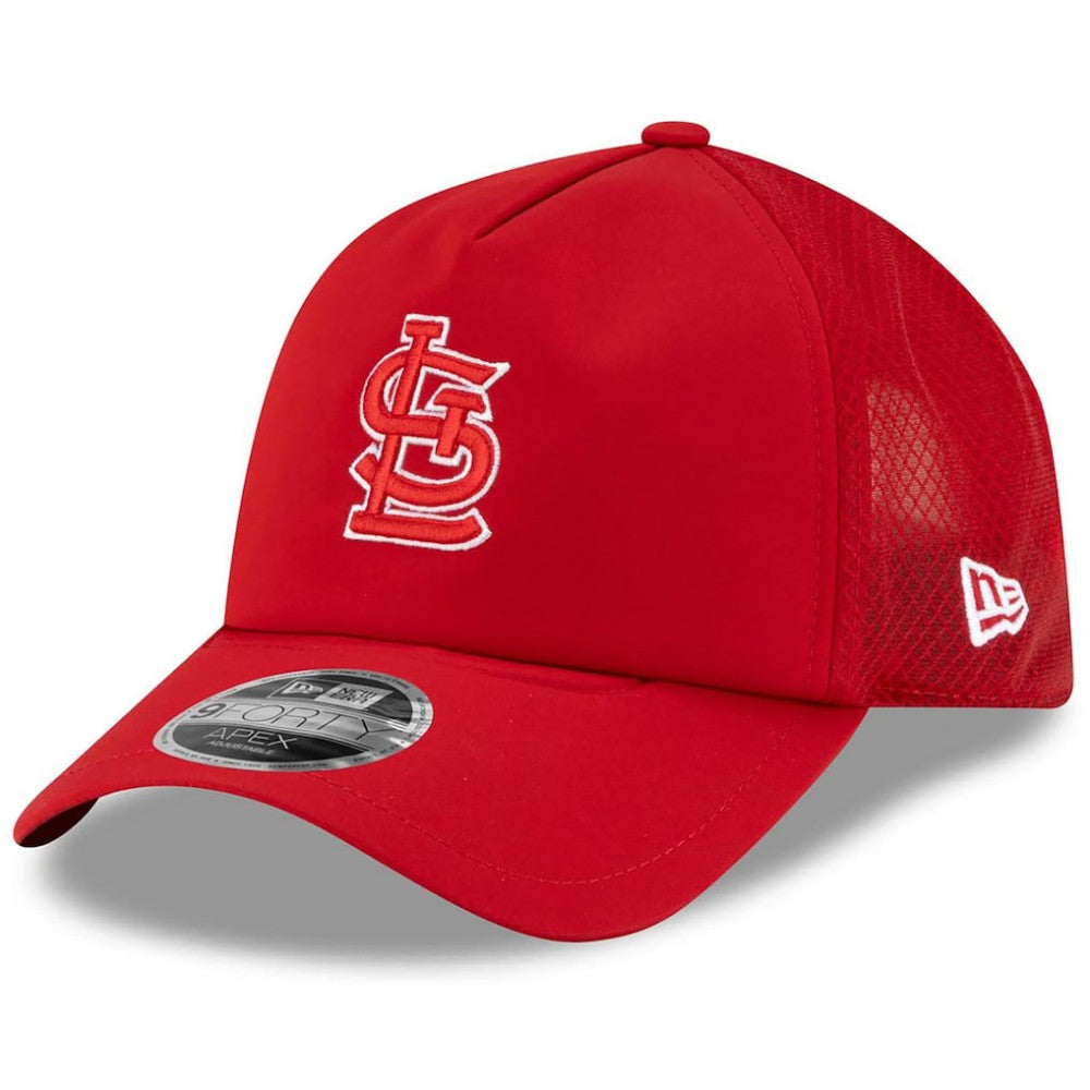 St. Louis Cardinals New Era 2026 Batting Practice Apex 9FORTY Adjustable Trucker Hat - Red - New Era Discount