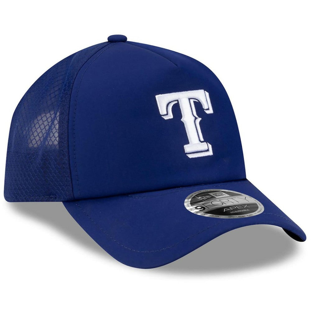 Texas Rangers New Era 2026 Batting Practice Apex 9FORTY Adjustable Trucker Hat - Royal - New Era Lifestyle