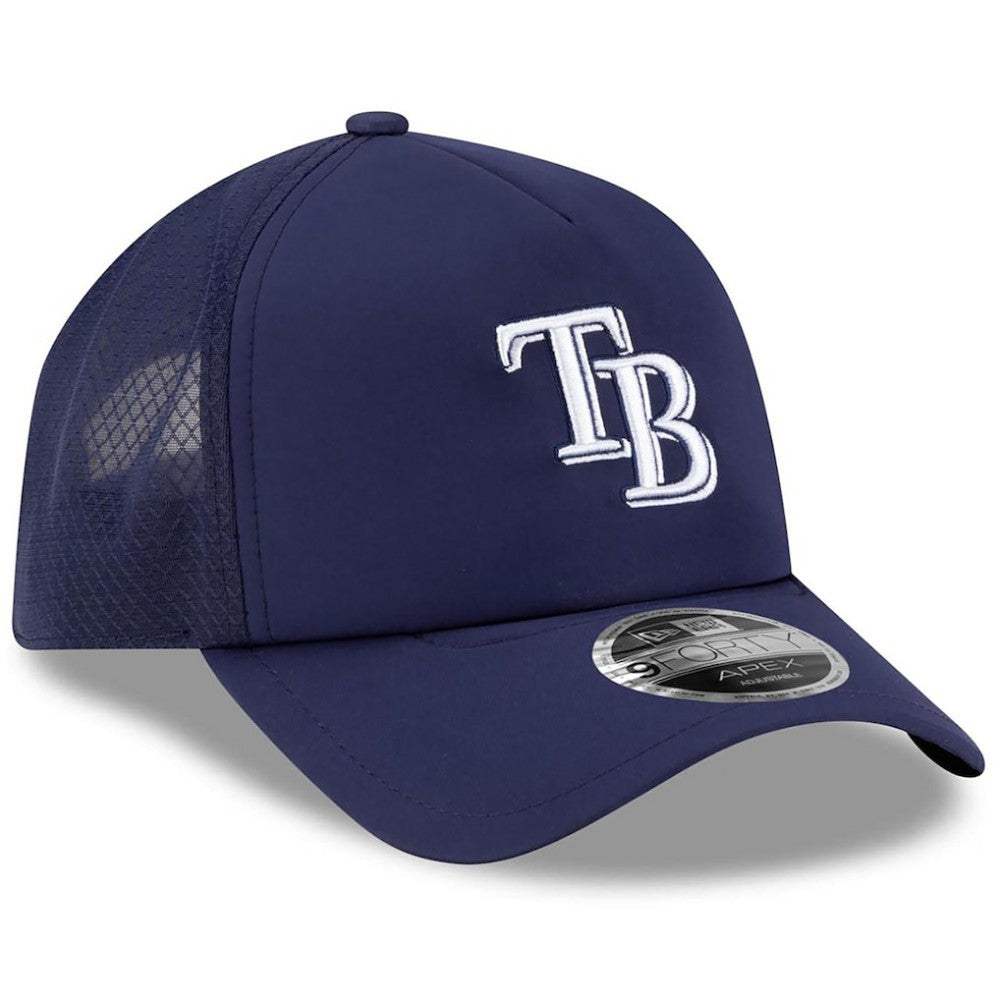 Tampa Bay Rays New Era 2026 Batting Practice Apex 9FORTY Adjustable Trucker Hat - Navy - New Era on Sale
