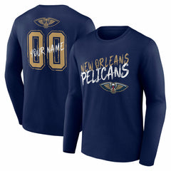 New Orleans Pelicans Hustle Custom Long Sleeve T-Shirt Navy