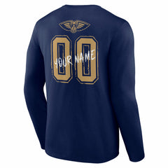 New Orleans Pelicans Hustle Custom Long Sleeve T-Shirt Navy
