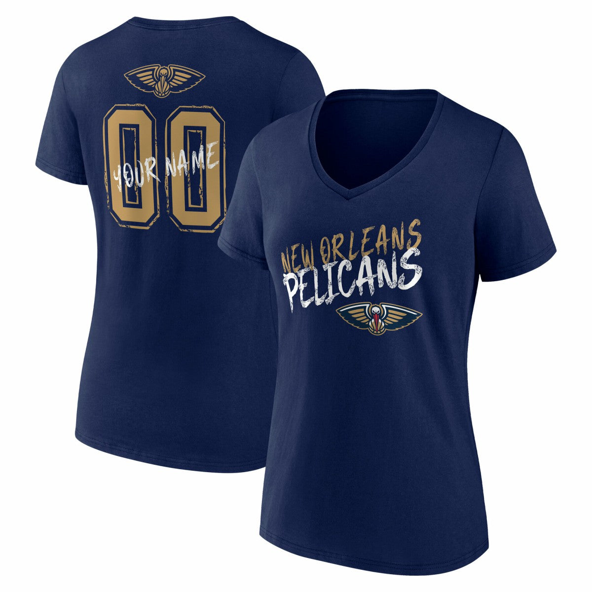 New Orleans Pelicans Women's Hustle Custom V-Neck T-Shirt Navy