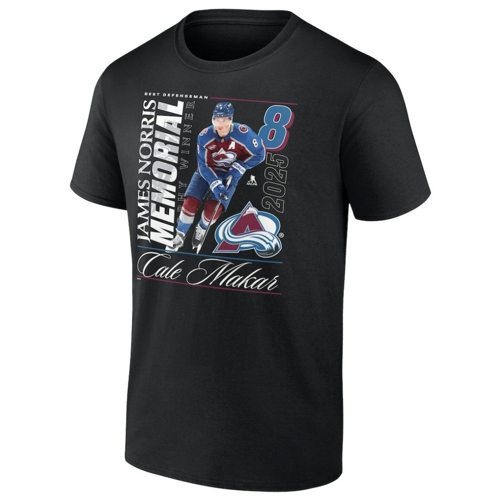 Cale Makar Colorado Avalanche 2025 Norris Trophy Winner T-Shirt - Black - NHL 203149065