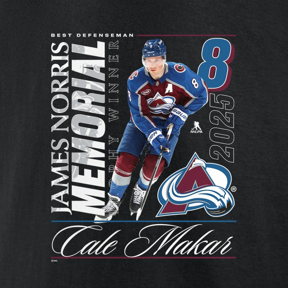 Cale Makar Colorado Avalanche 2025 Norris Trophy Winner T-Shirt - Black - NHL 203149065