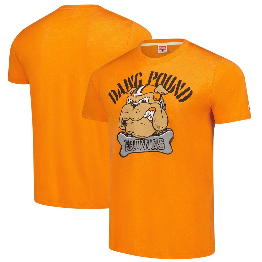Cleveland Browns Homage Unisex Tri-Blend Dawg Pound XL Bone Collar T-Shirt Orange