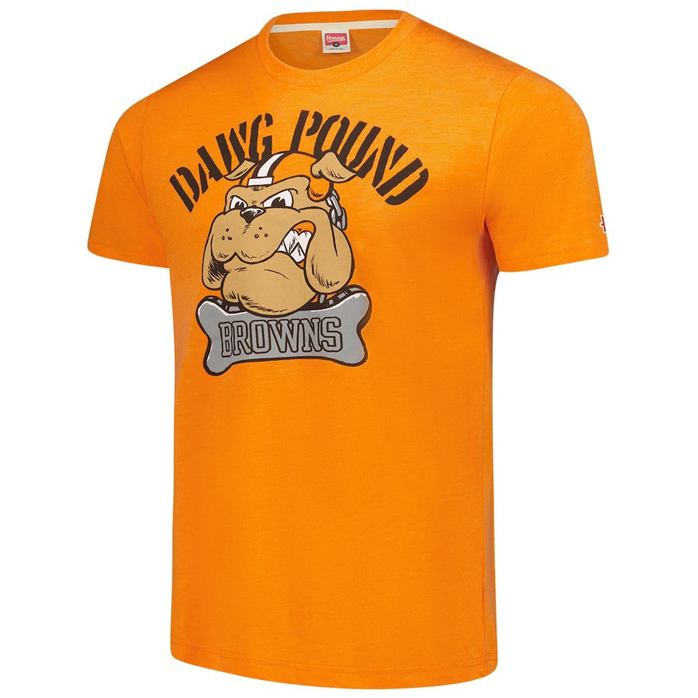 Cleveland Browns Homage Unisex Tri-Blend Dawg Pound XL Bone Collar T-Shirt Orange
