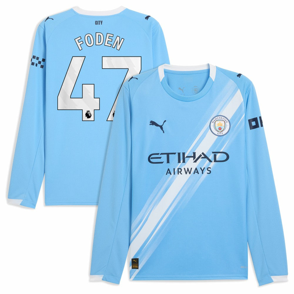 Phil Foden Manchester City 2025/26 Home Replica Long Sleeve Player Jersey Sky Blue - Puma sale