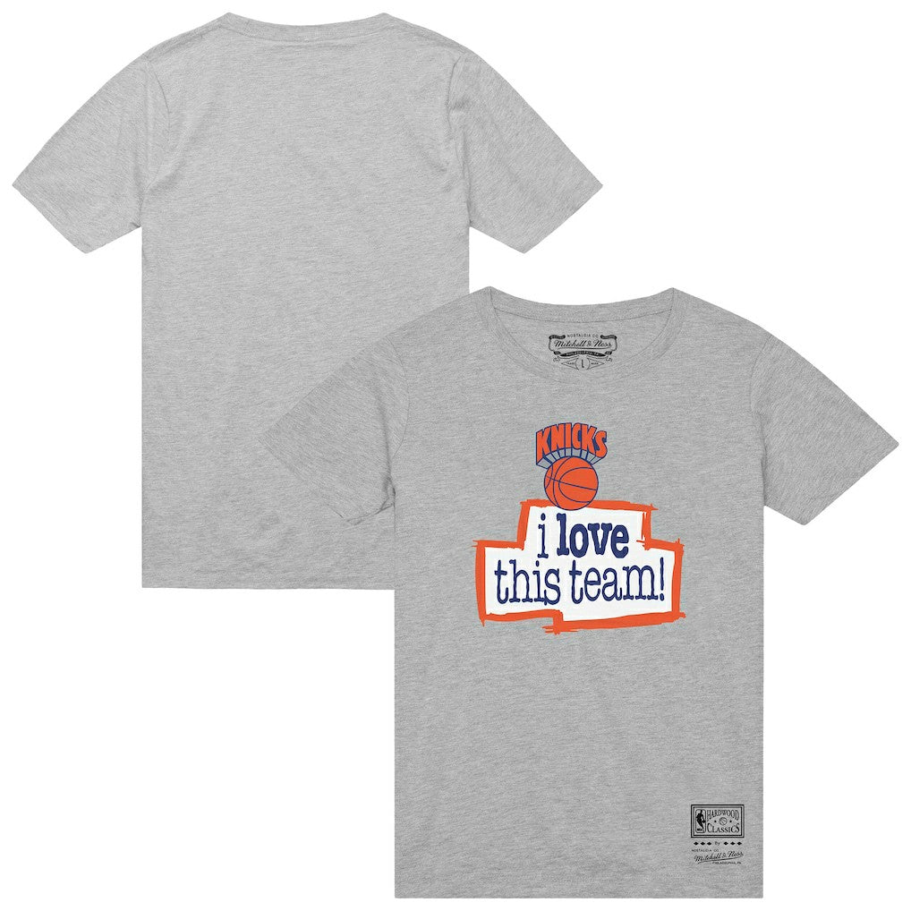New York Knicks I Love This Team T-Shirt Heather Gray | Mitchell & Ness US