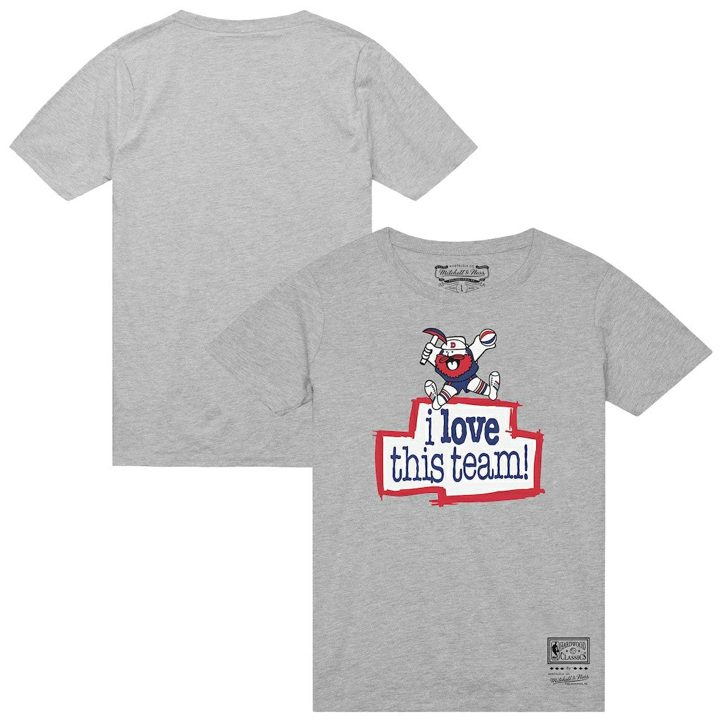 Denver Nuggets I Love This Team T-Shirt for sale Heather Gray | Mitchell & Ness US