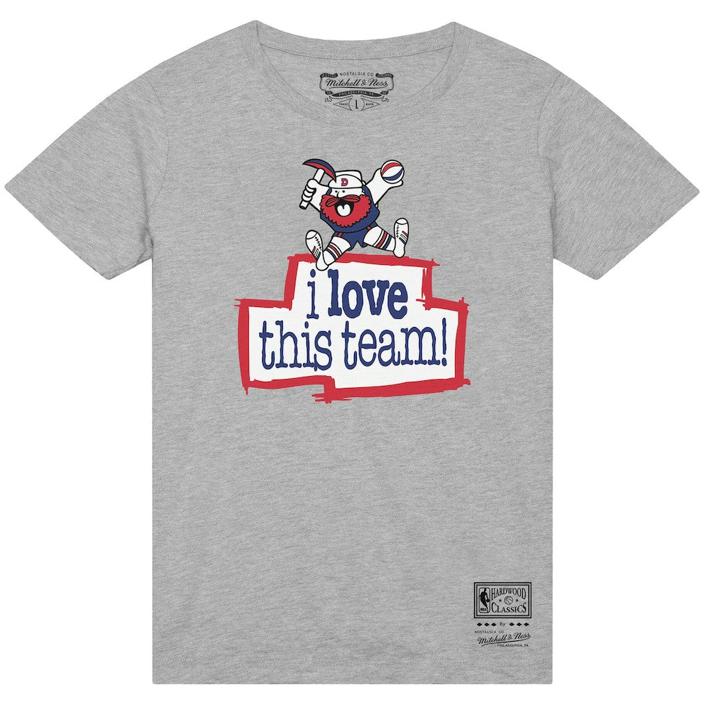 Denver Nuggets I Love This Team T-Shirt for sale Heather Gray | Mitchell & Ness US