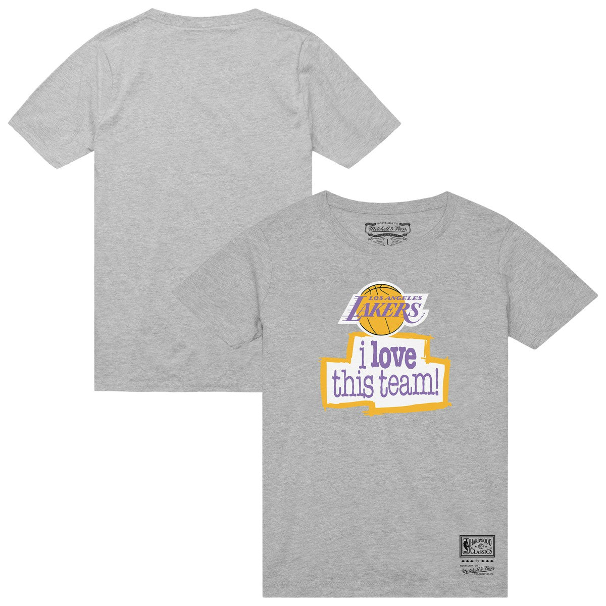 Los Angeles Lakers I Love This Team T-Shirt Heather Gray | Mitchell & Ness for sale
