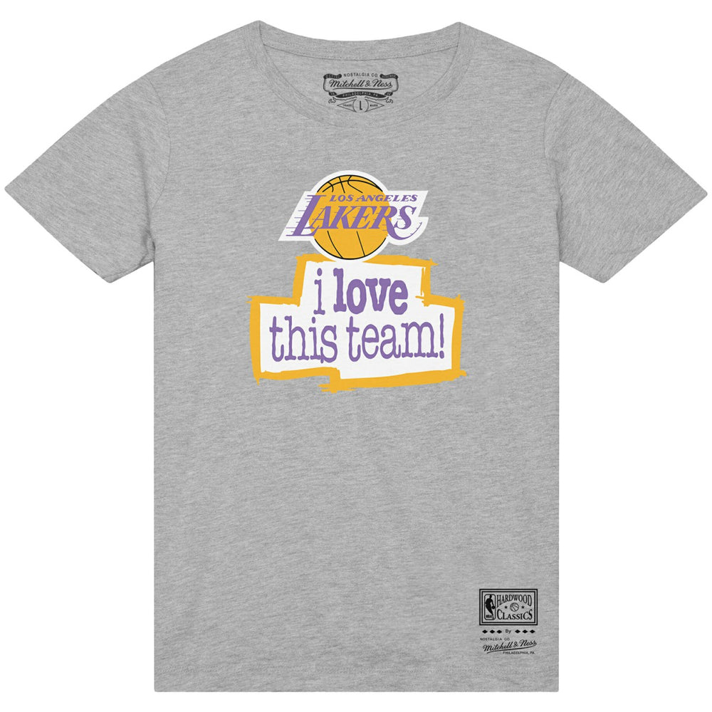 Los Angeles Lakers I Love This Team T-Shirt Heather Gray | Mitchell & Ness for sale
