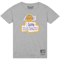 Los Angeles Lakers I Love This Team T-Shirt Heather Gray | Mitchell & Ness for sale