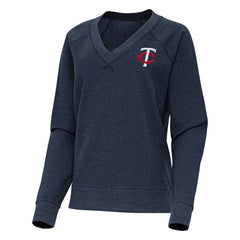 Minnesota Twins Antigua Women's Varsity Tri-Blend V-Neck Long Sleeve T-Shirt - Heather Navy - MLB Lifestyle