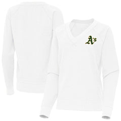 Athletics Antigua Women's Varsity Tri-Blend V-Neck Long Sleeve T-Shirt - White - MLB Online