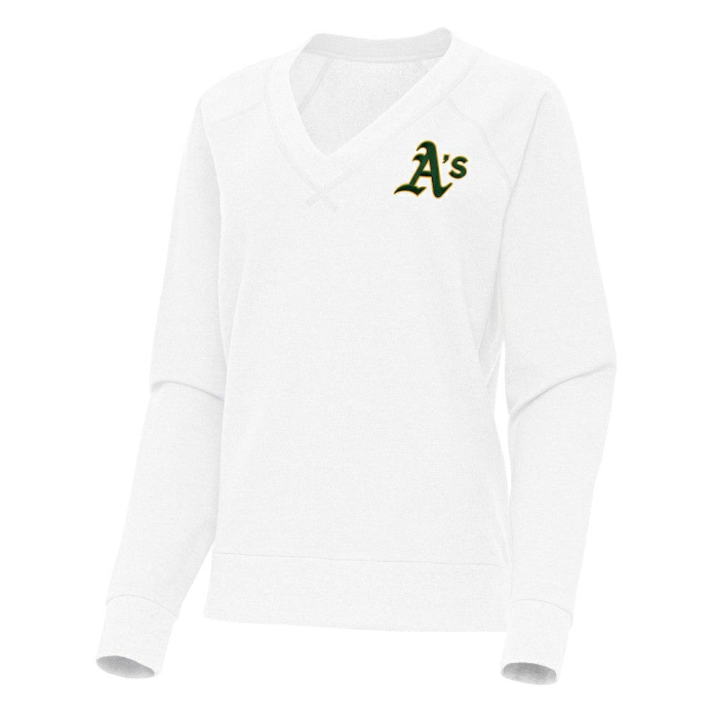Athletics Antigua Women's Varsity Tri-Blend V-Neck Long Sleeve T-Shirt - White - MLB Online