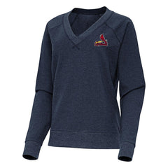 St. Louis Cardinals Antigua Women's Varsity Tri-Blend V-Neck Long Sleeve T-Shirt - Heather Navy - MLB Discount