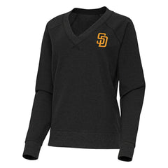 San Diego Padres Antigua Women's Varsity Tri-Blend V-Neck Long Sleeve T-Shirt - Heather Black - MLB Discount