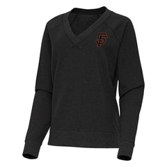 San Francisco Giants Antigua Women's Varsity Tri-Blend V-Neck Long Sleeve T-Shirt - Heather Black - MLB Sale