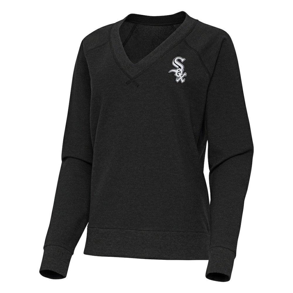Chicago White Sox Antigua Women's Varsity Tri-Blend V-Neck Long Sleeve T-Shirt - Heather Black - MLB Discount