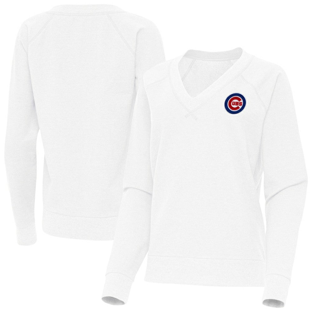 Chicago Cubs Antigua Women's Varsity Tri-Blend V-Neck Long Sleeve T-Shirt - White - MLB Discount