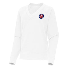 Chicago Cubs Antigua Women's Varsity Tri-Blend V-Neck Long Sleeve T-Shirt - White - MLB Discount