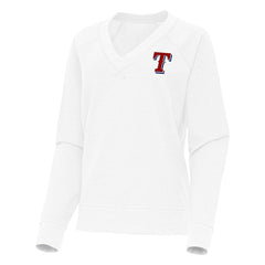 Texas Rangers Antigua Women's Varsity Tri-Blend V-Neck Long Sleeve T-Shirt - White - MLB on Sale