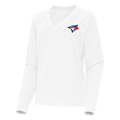 Toronto Blue Jays Antigua Women's Varsity Tri-Blend V-Neck Long Sleeve T-Shirt - White - MLB Discount