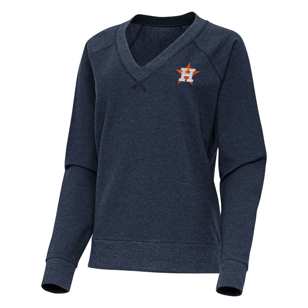 Houston Astros Antigua Women's Varsity Tri-Blend V-Neck Long Sleeve T-Shirt - Heather Navy - MLB Sale